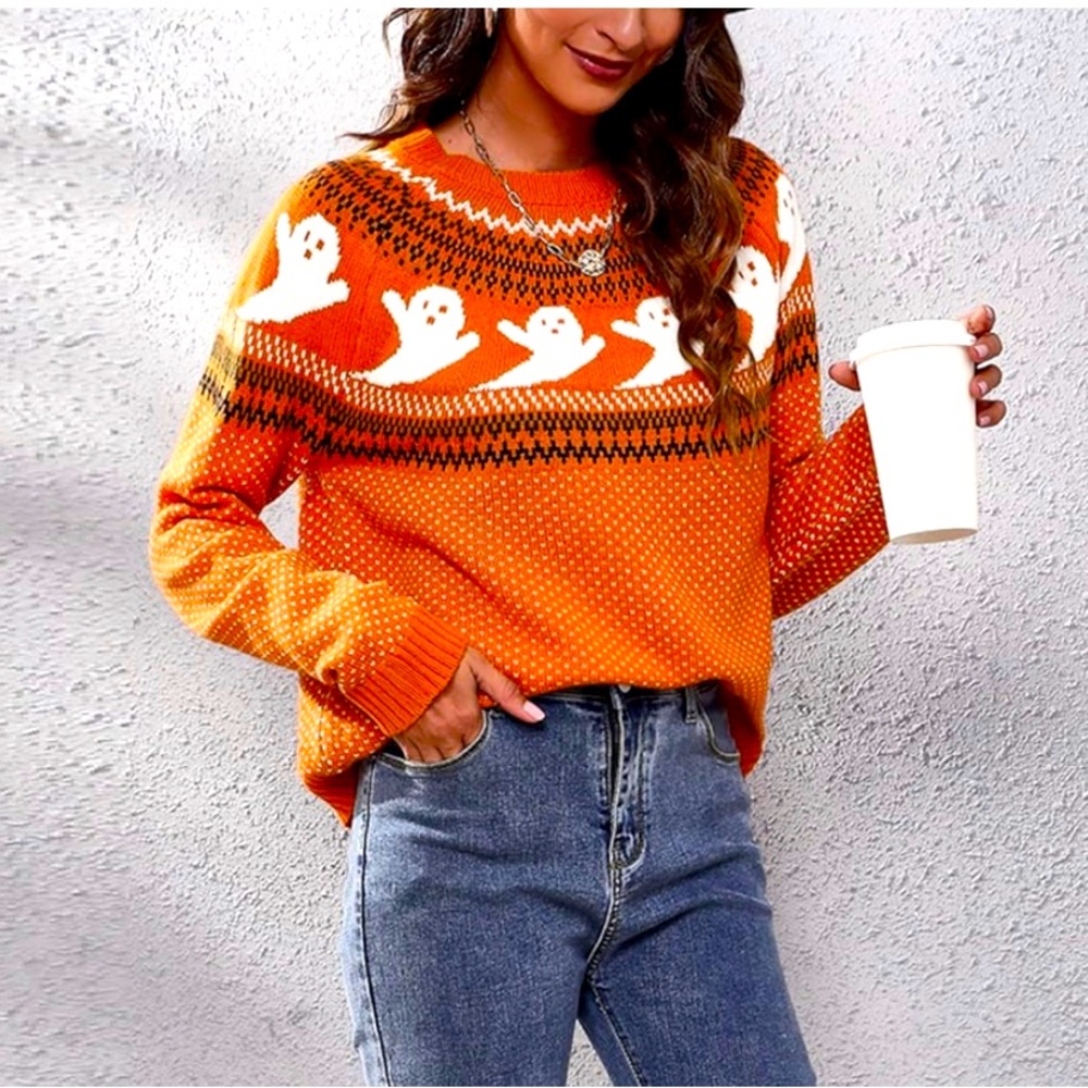 ADORABLE new ghost sweater Halloween size medium